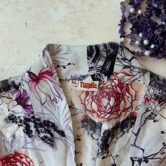 Floral Print Tianello Women's Duster/Tunic XLG - Picture 2 of 6